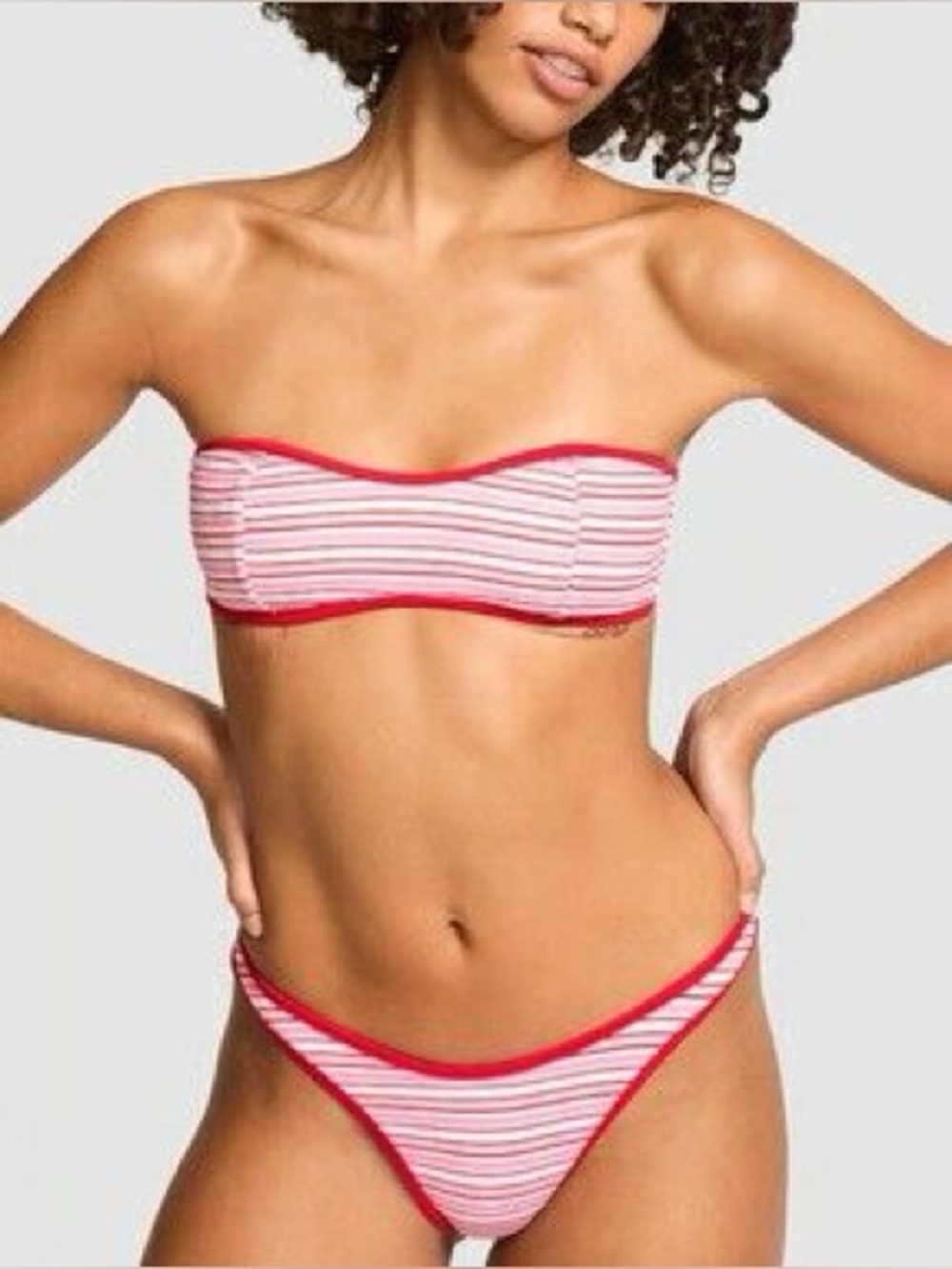 New! Pink x Frankie's Bikinis Monty Rib Bikini Top Size Small  34660